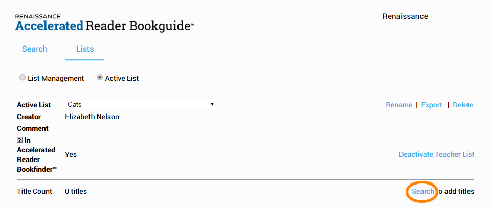 the Search link 