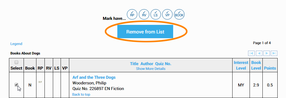 the Remove from List button