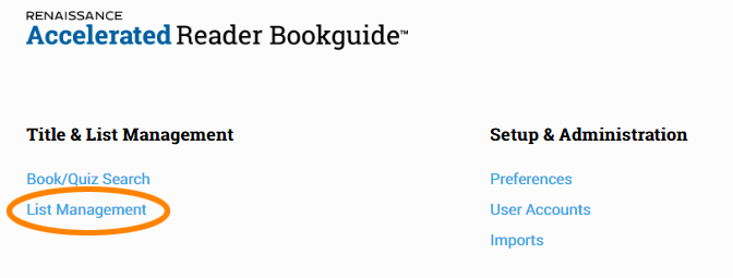 the List Management link under Title and List Management