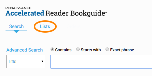 the Lists link